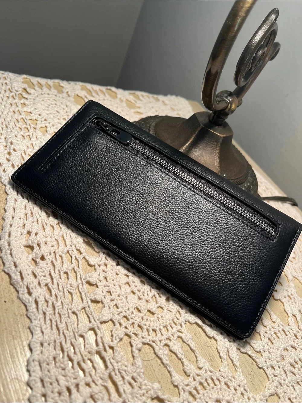 Men's Black Leather Long Wallet - Card Wallet Sleek NWOT